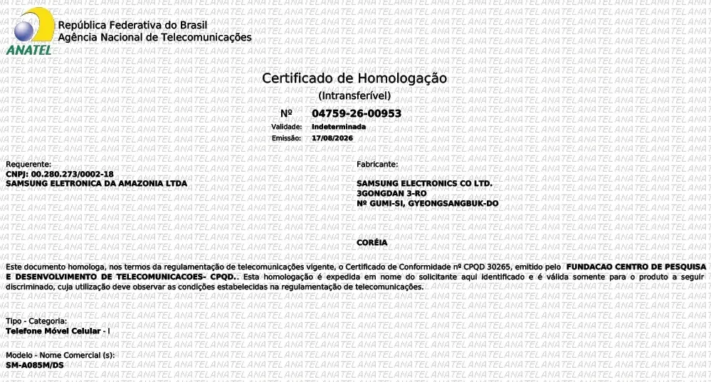 Samsung prepara celular mais barato de 2026 para o Brasil; Anatel liberou