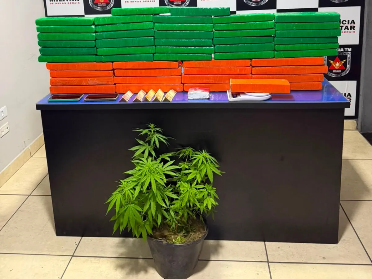 Casal é preso com 57 kg de maconha e 26 pés da droga em Buritizeiro