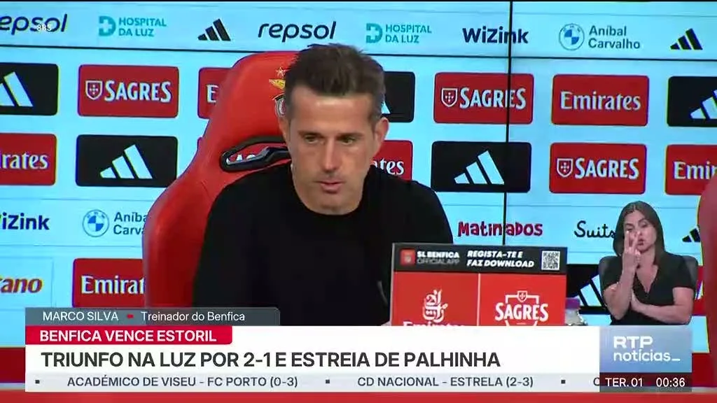 I Liga. Benfica vence Estoril na Luz em noite de estreia para Palhinha