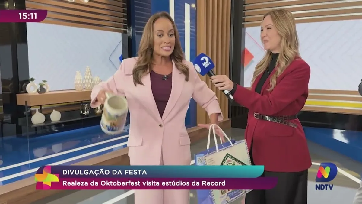 Realeza da Oktoberfest visita estúdios da Record