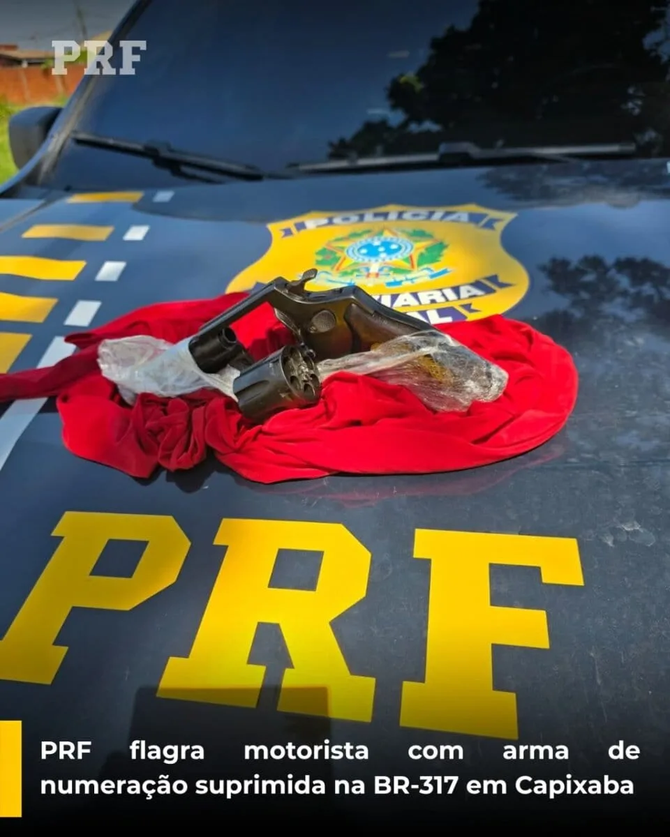 PRF apreende revólver com numeração raspada durante fiscalização na BR-317