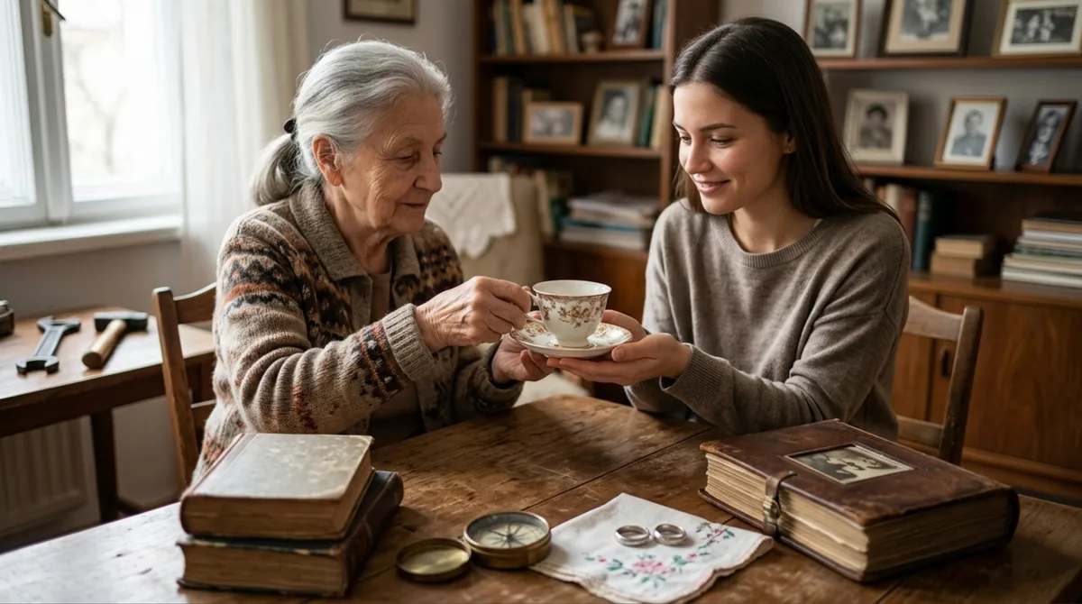 A psicologia diz que, quando pessoas com mais de 70 anos começam a doar suas coisas (louças, ferramentas, anéis), elas não estão se livrando de objetos desnecessários; é a chegada a um estágio em que distribuir evidências de uma vida importa mais do que preservá-la