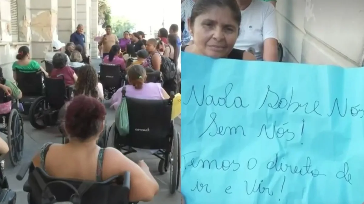 Pessoas com deficiência protestam por melhorias no Transporte Eficiente em Teresina