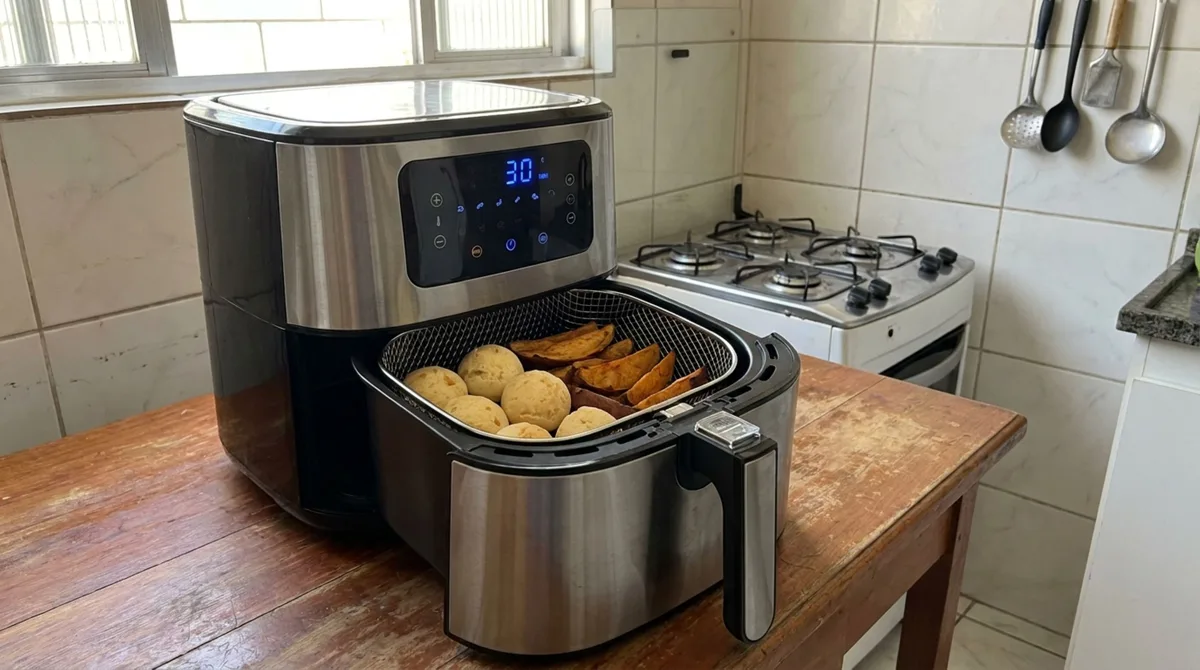 Quanto custa deixar uma air fryer de 1.500 watts ligada por 40 minutos e por que diminuir o tempo de preparo pode fazer diferença no fim do mês