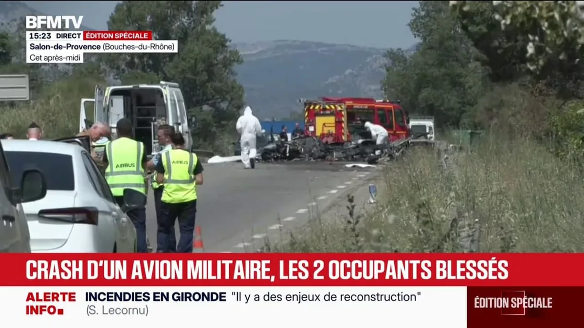 Un avion de l'armée de l'Air s'écrase à Salon-de-Provence, les deux personnes à bord légèrement blessées