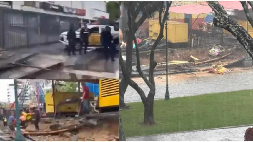 VIDEO VIRAL: El parque Bimbolandia también sufrió los embates de la lluvia, parte de su suelo colapsó y generó caos en la zona