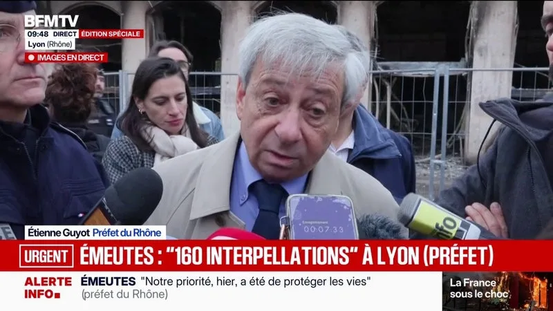 "Des émeutiers auxquels se sont greffés des pilleurs": Étienne Guyot, préfet du Rhône, décrit les violences à Lyon lors des manifestations du 17 octobre
