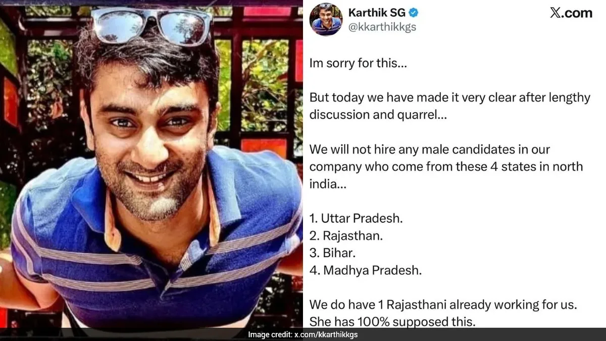 Bengaluru CEO Says 'Won't Hire Males From 4 States', Sparks Row Online