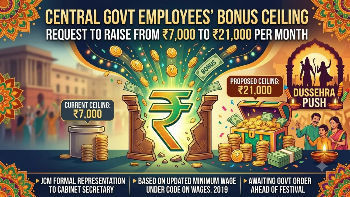 Dussehra bonus: Central govt employees demand 3x jump in ₹7,000 payment ceiling