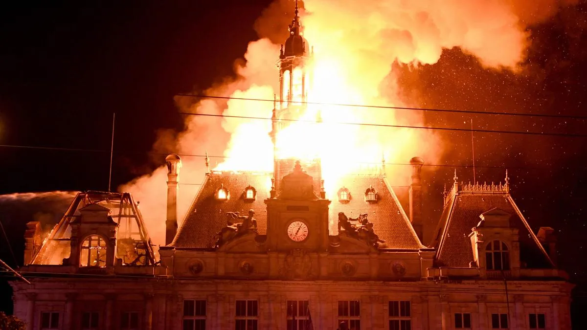 Watch: Historic Limoges city hall collapses as mass protests sweep France
