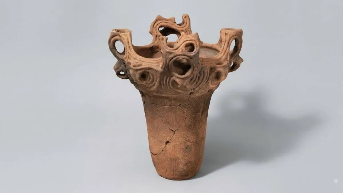 5,000-year-old Japanese pot in New York has a flame-like rim