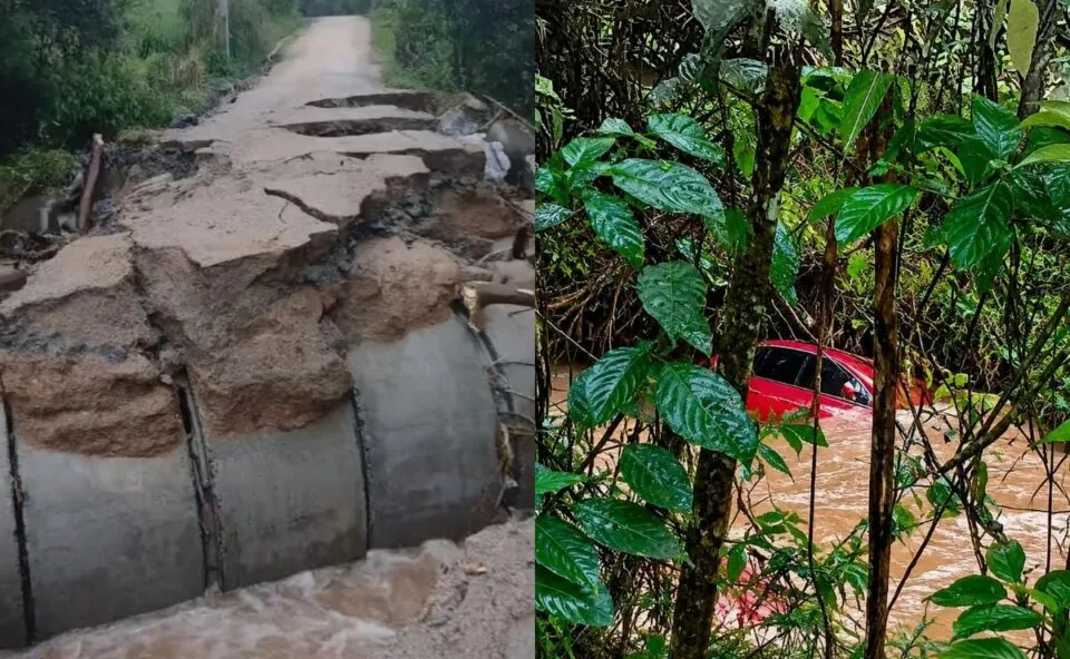 Duas pessoas que estavam sobre o teto de um carro no rio desaparecem em Rio Branco do Sul