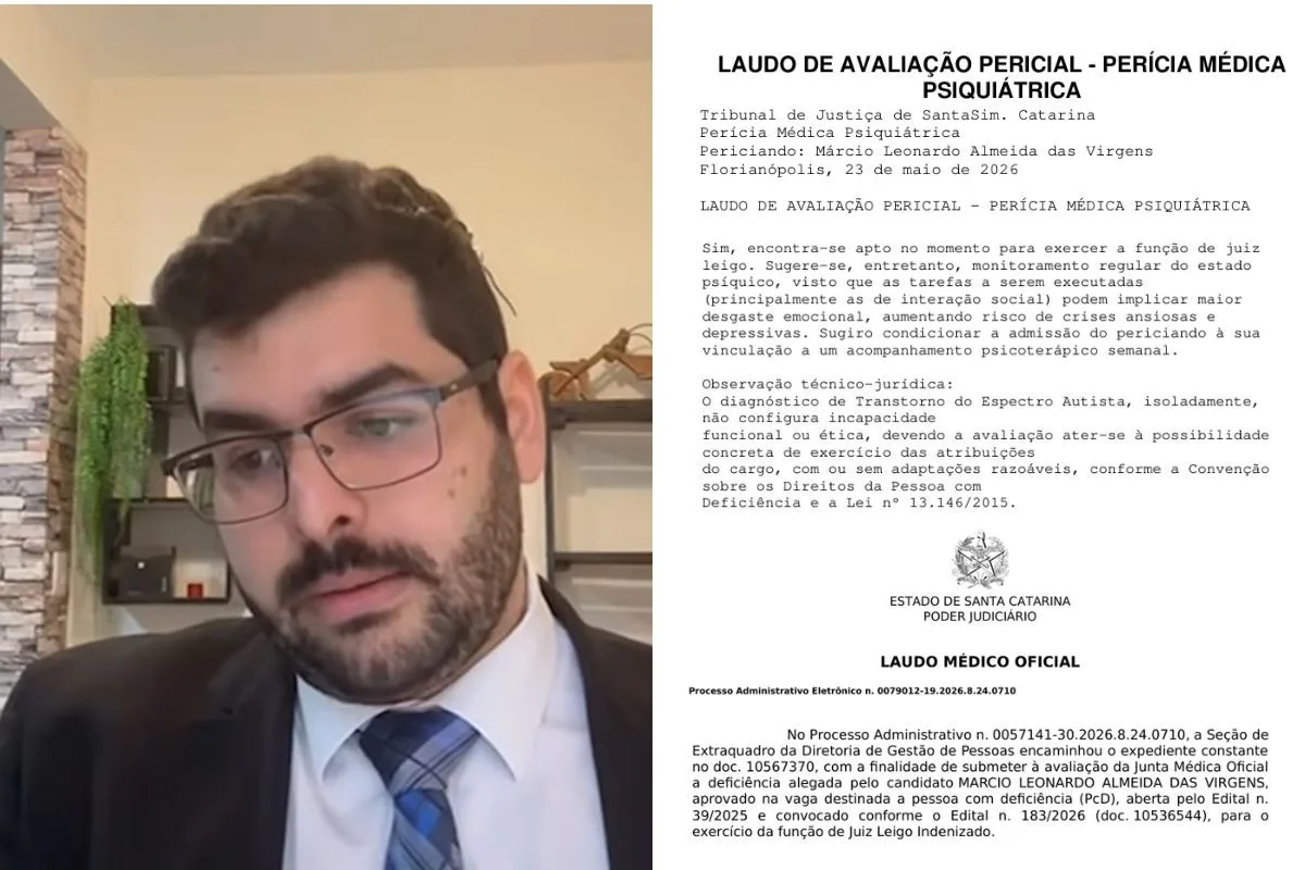 STF dá 10 dias para TJSC explicar eliminação de advogado autista aprovado para juiz