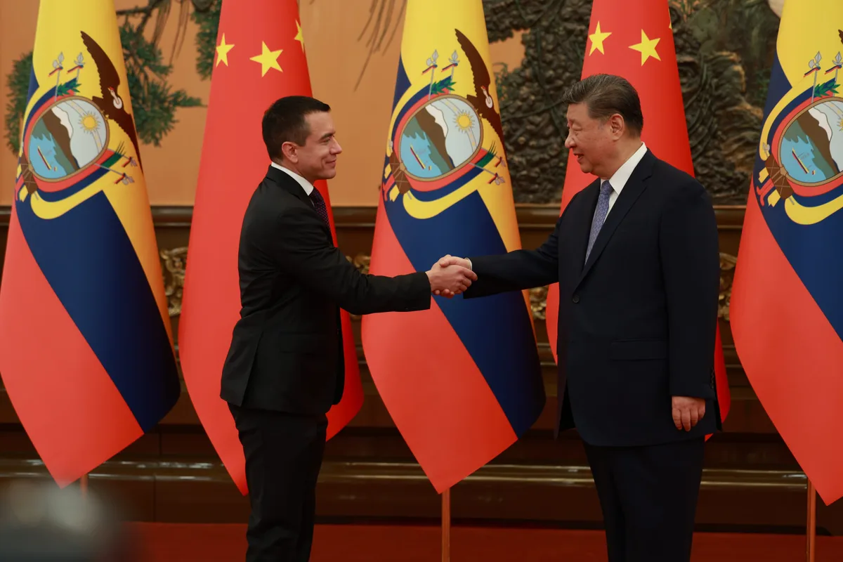 Daniel Noboa llegó a China para una visita de Estado enfocada en el comercio y la atracción de inversiones para Ecuador