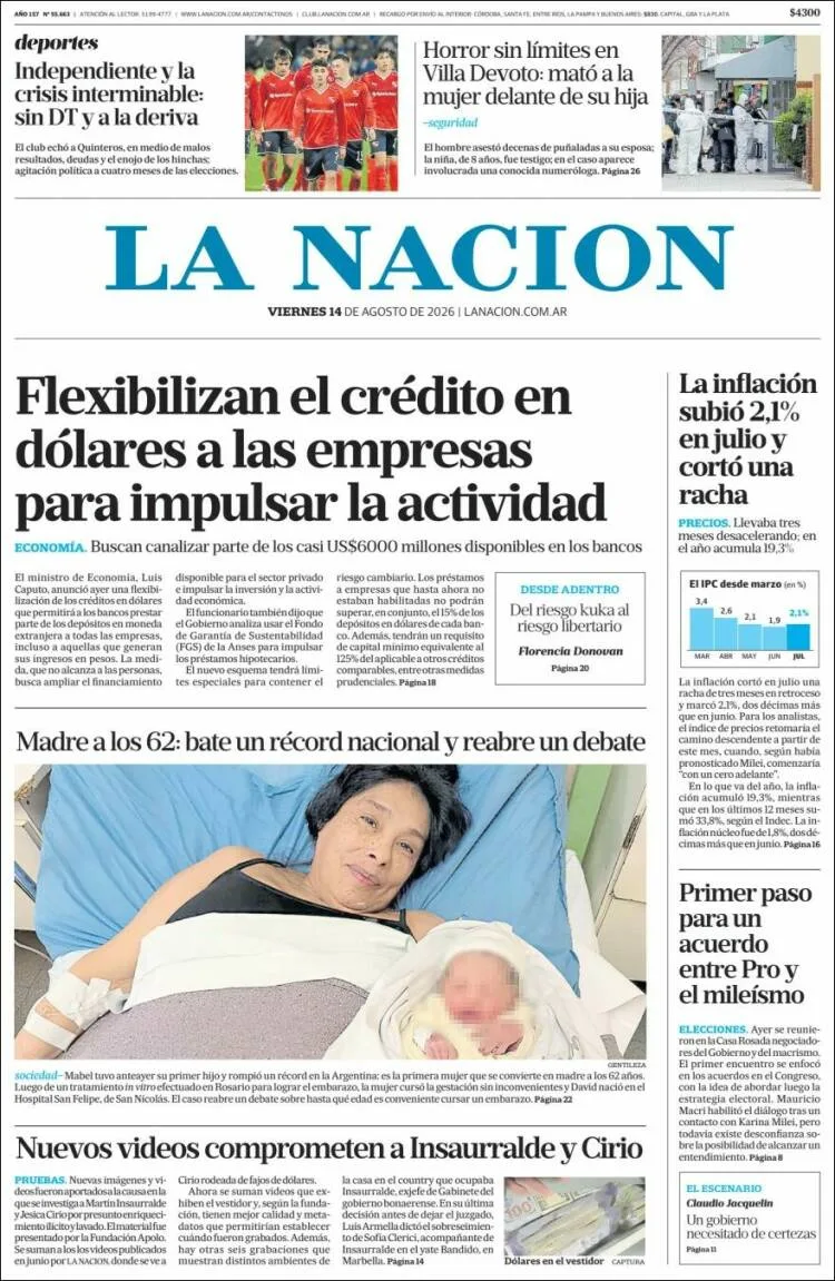 Portadas latinoamericanas de este 14 de agosto de 2026