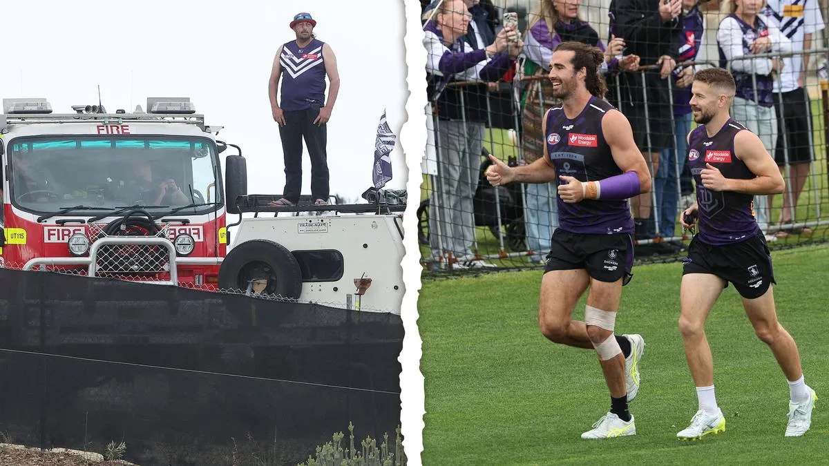 Freo frenzy! Fans pack out open training to cheer on Fremantle Dockers ahead of grand final