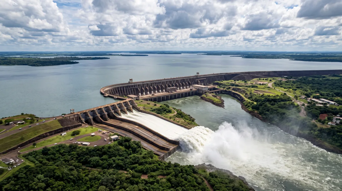 Esta construção continua sendo a maior estrutura do Brasil com uma extensão total de quase 8 km e 196 metros de altura