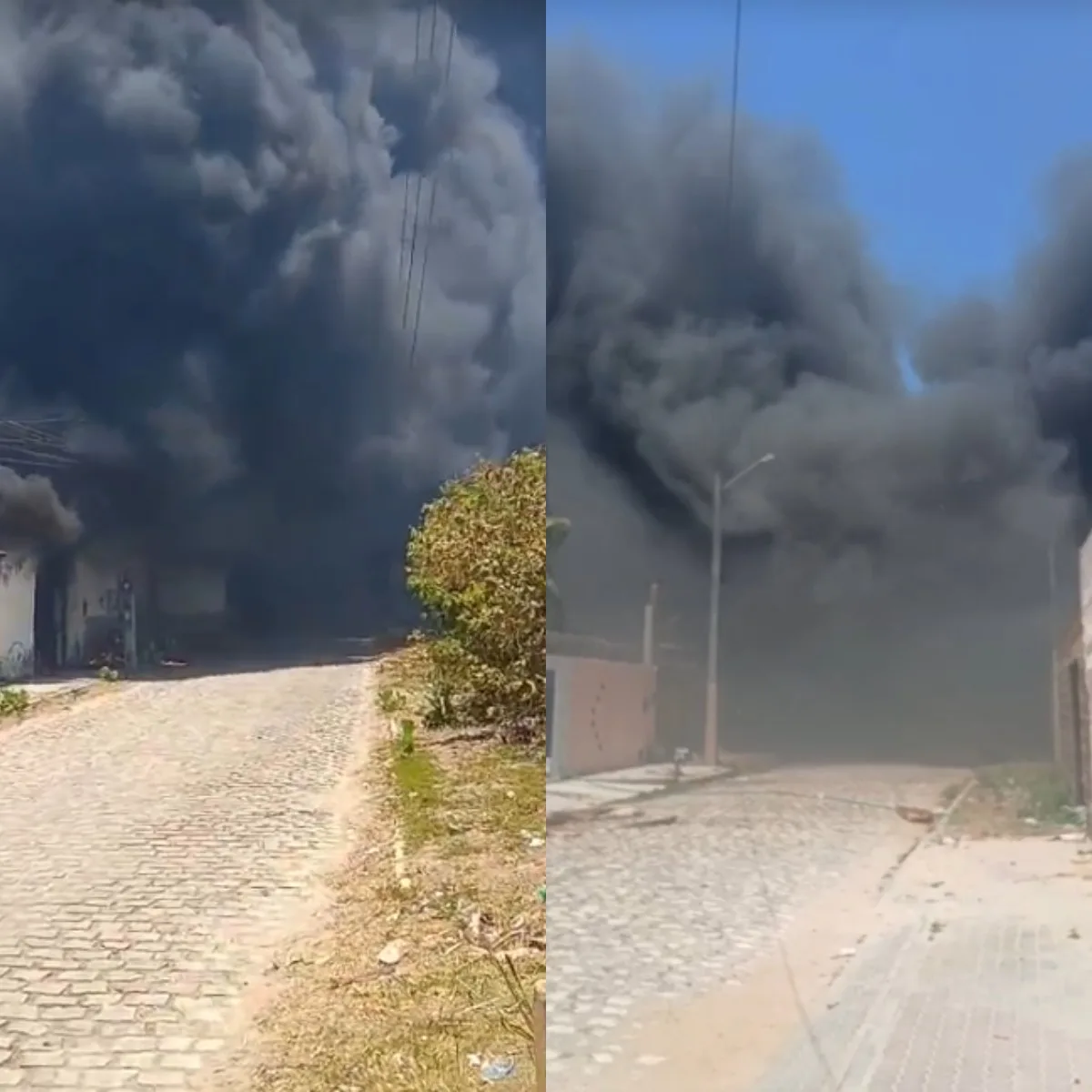 VÍDEO: Incêndio atinge depósito, área de mata e gera fumaça preta em Mossoró