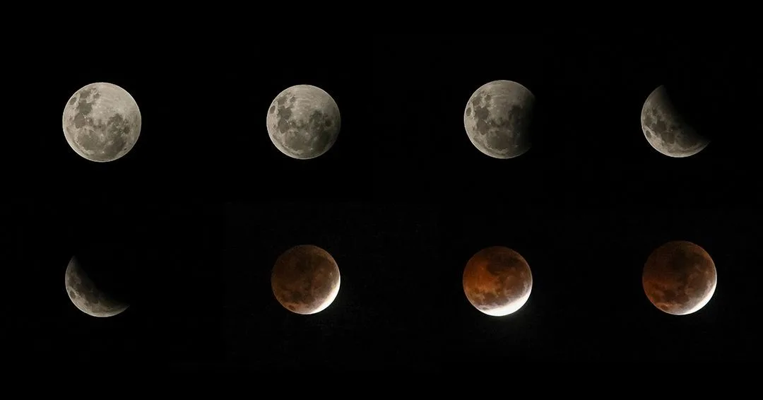 Morador de BH registra eclipse lunar quase total e monta sequência com principais fases; veja fotos e vídeo