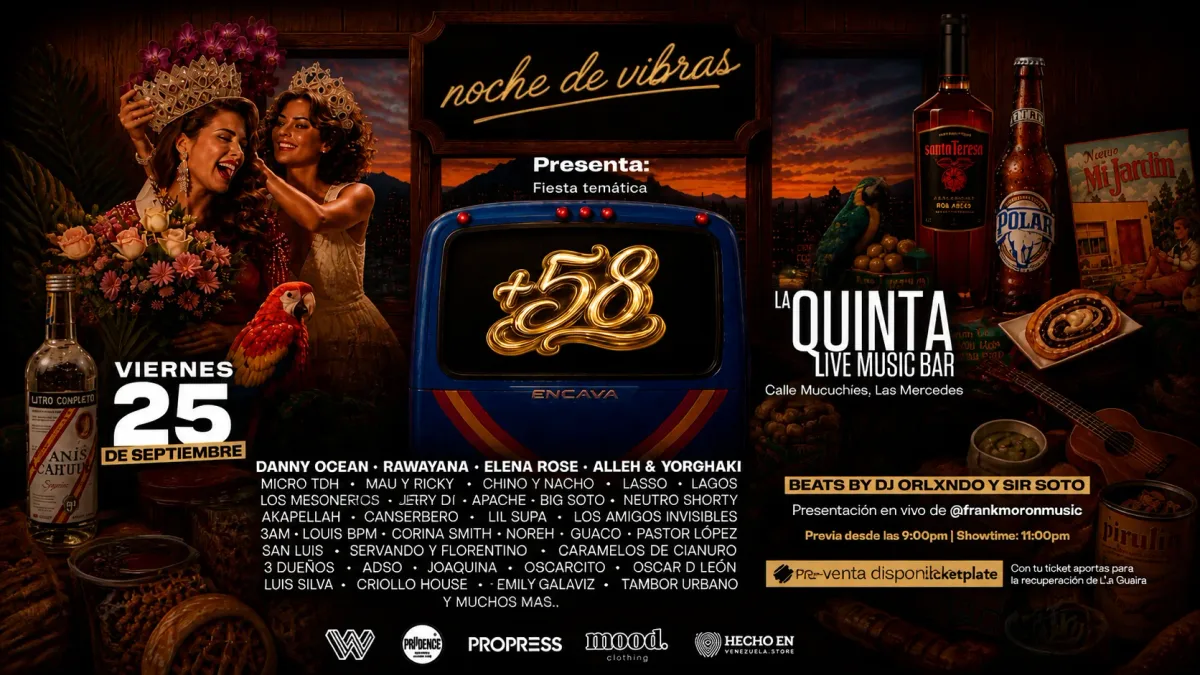 La próxima «Noche de vibras» se llama “+58” y será un tributo a la identidad venezolana