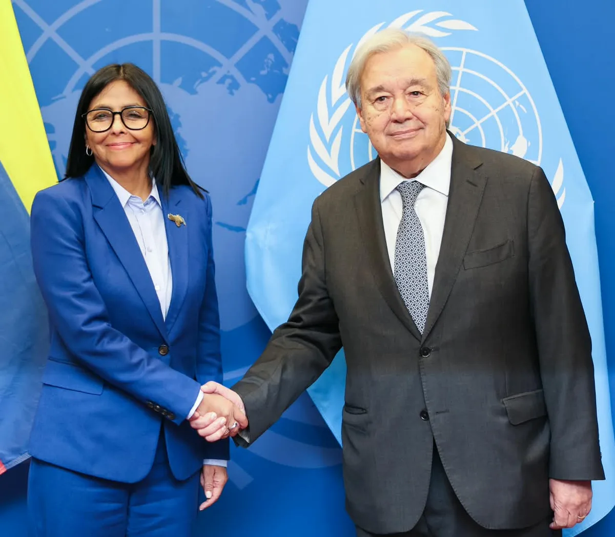 Guterres recibe a Delcy Rodríguez antes de reunión con Trump y de intervenir en ONU