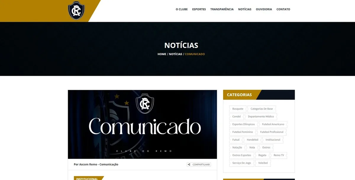 Remo recupera site oficial após ataque hacker e faz aviso para a torcida