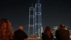 Drone display recreates the Twin Towers over New York City