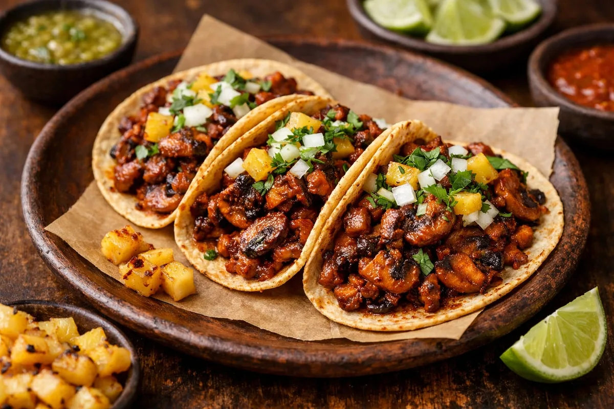 Receta de tacos de pastor con champiñones: la alternativa ideal sin carne llena de sabor y baja en calorías