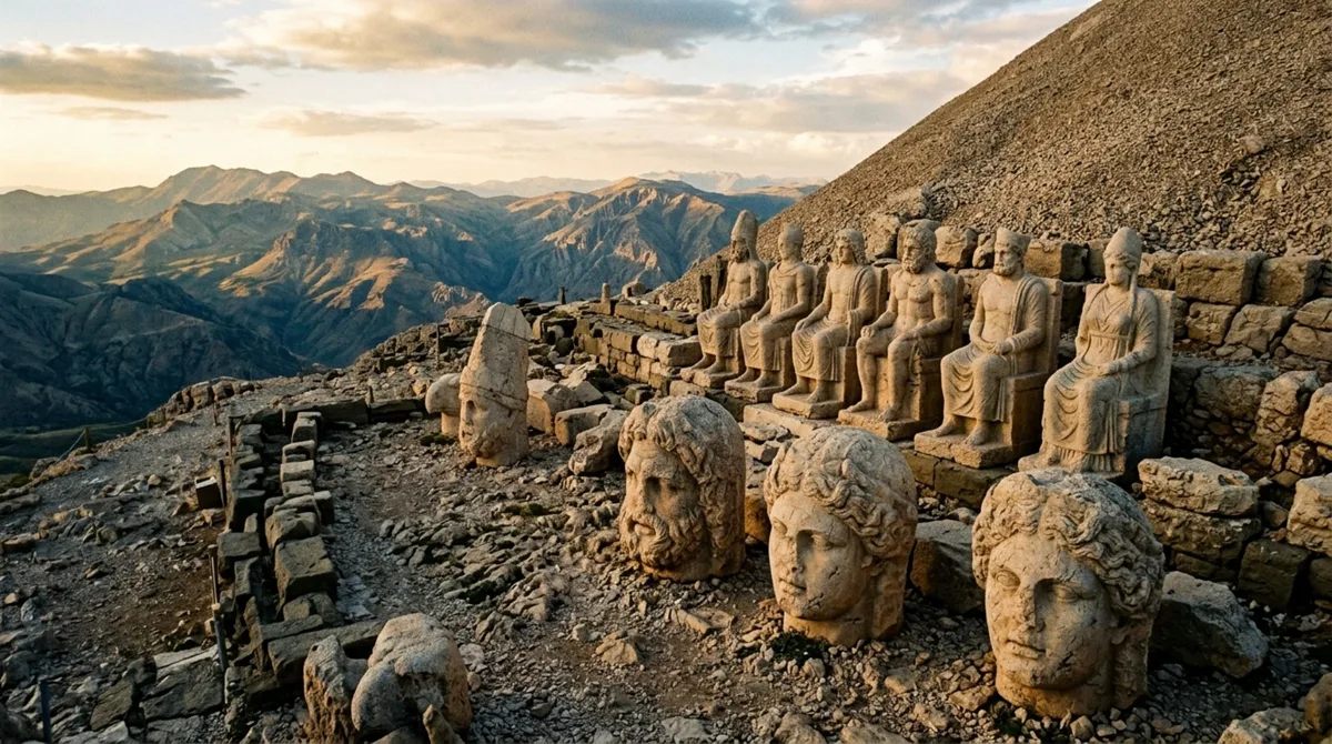 No alto de uma montanha da Turquia permanecem enormes cabeças de pedra com mais de 2.000 anos, originalmente colocadas ao lado de estátuas monumentais cujo propósito político e religioso ainda desperta perguntas entre pesquisadores