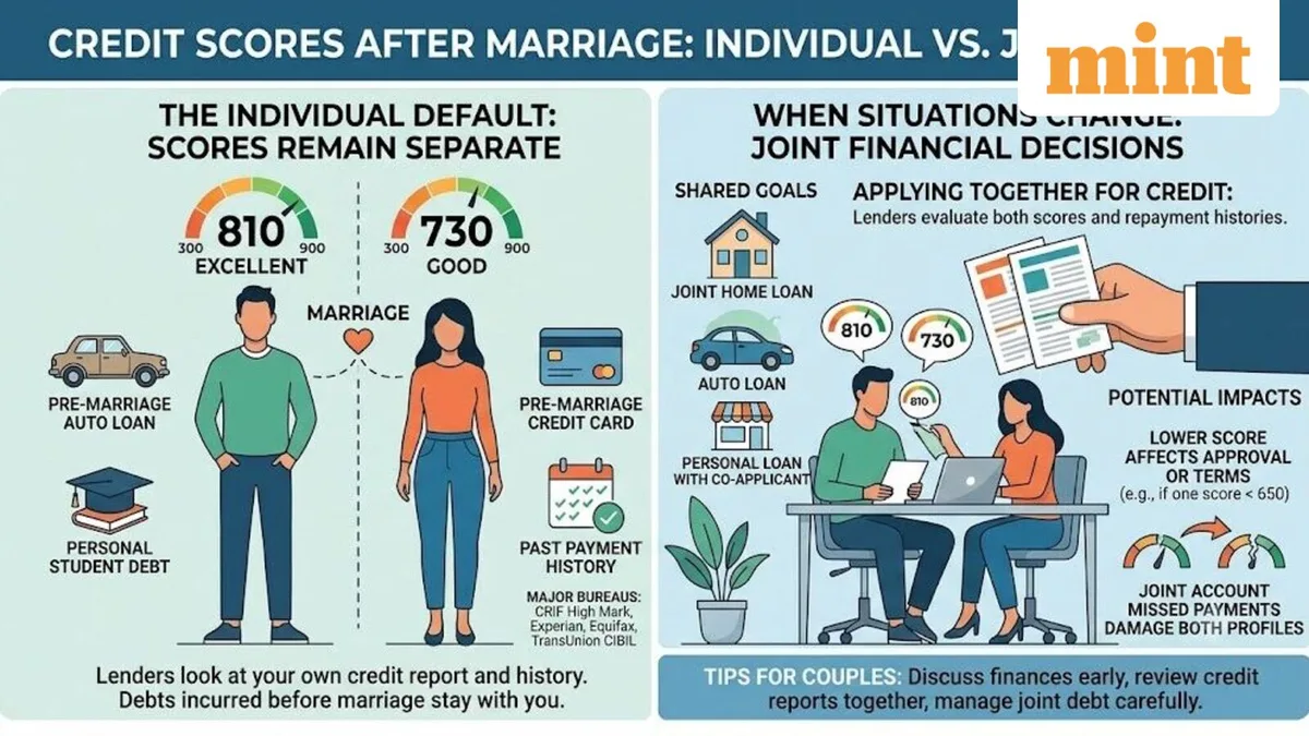 Credit score after marriage: How can your spouse’s credit history affect joint home and personal loans?