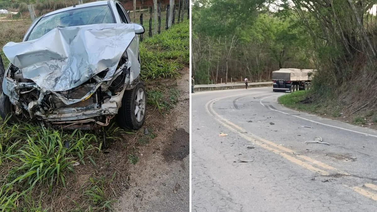 Motorista morre após carro bater em caminhão e cerca em Cachoeiro