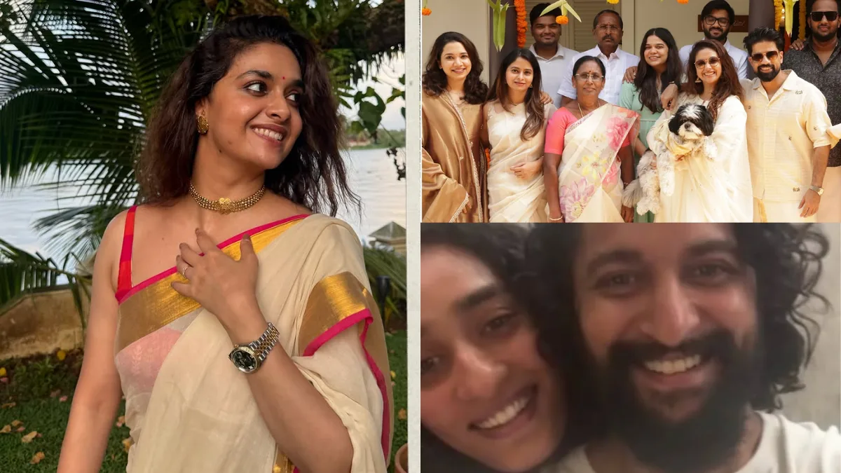 Keerthy Suresh celebrates Onam with husband Antony Thattil; shares happy family pictures