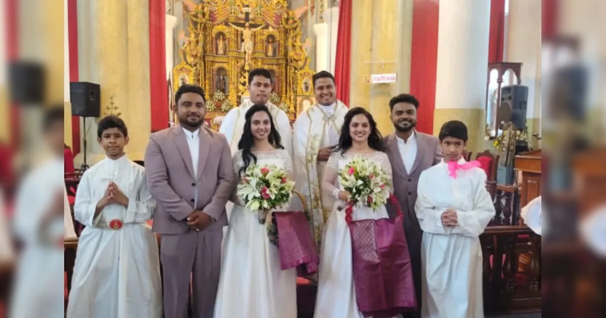 Gêmeos se casam com gêmeas em cerimônia celebrada por padres e coroinhas também gêmeos na Índia