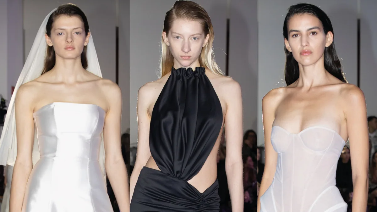 Camila Romano llevó el contraste a la alta costura: vestidos voluminosos, transparencias y corsetería