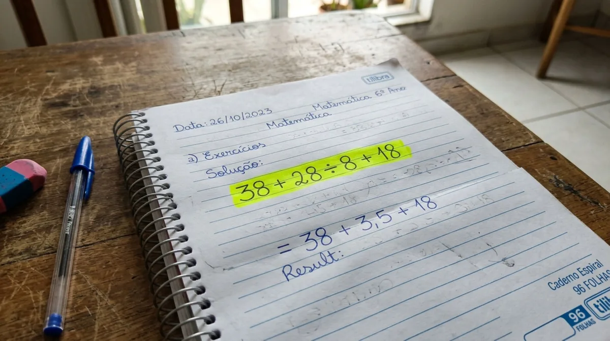 Mais de 90% dos brasileiros não conseguem chegar ao final da conta 38 + 28 ÷ 8 + 18 e acertam somente na segunda tentativa