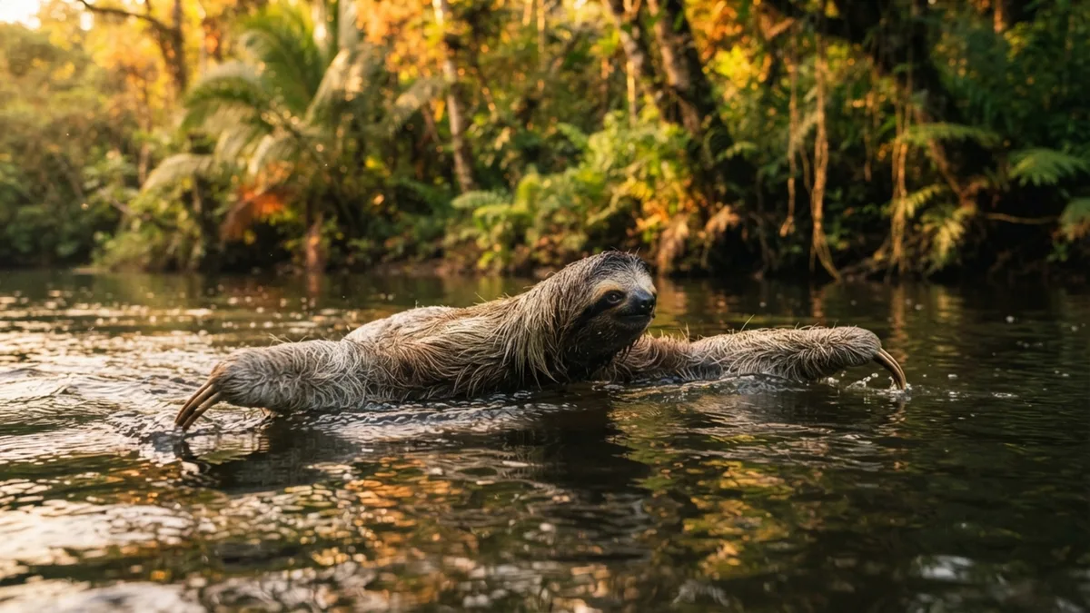 Preguiça parece desajeitada no chão, mas consegue nadar e usa os braços compridos para atravessar rios com muito mais facilidade do que se move em terra firme