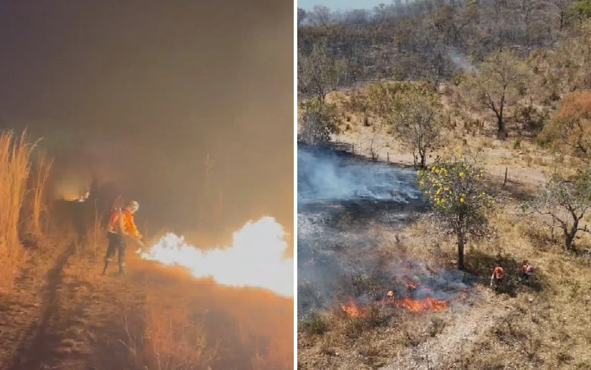Incêndio destrói vegetação próxima ao Parque Estadual da Serra Dourada