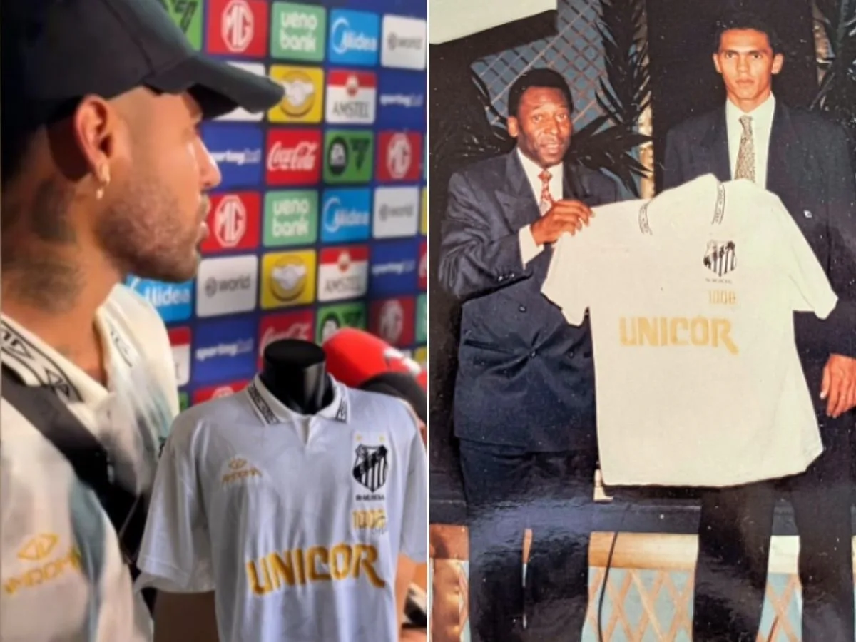 Guarda-roupa do príncipe: Neymar desfila com camisas históricas e raras do Santos; VEJA