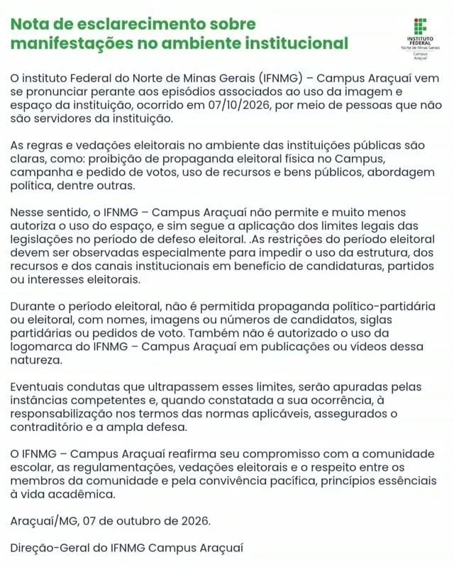Palestrante pede votos para reeleger Lula em evento de instituto federal