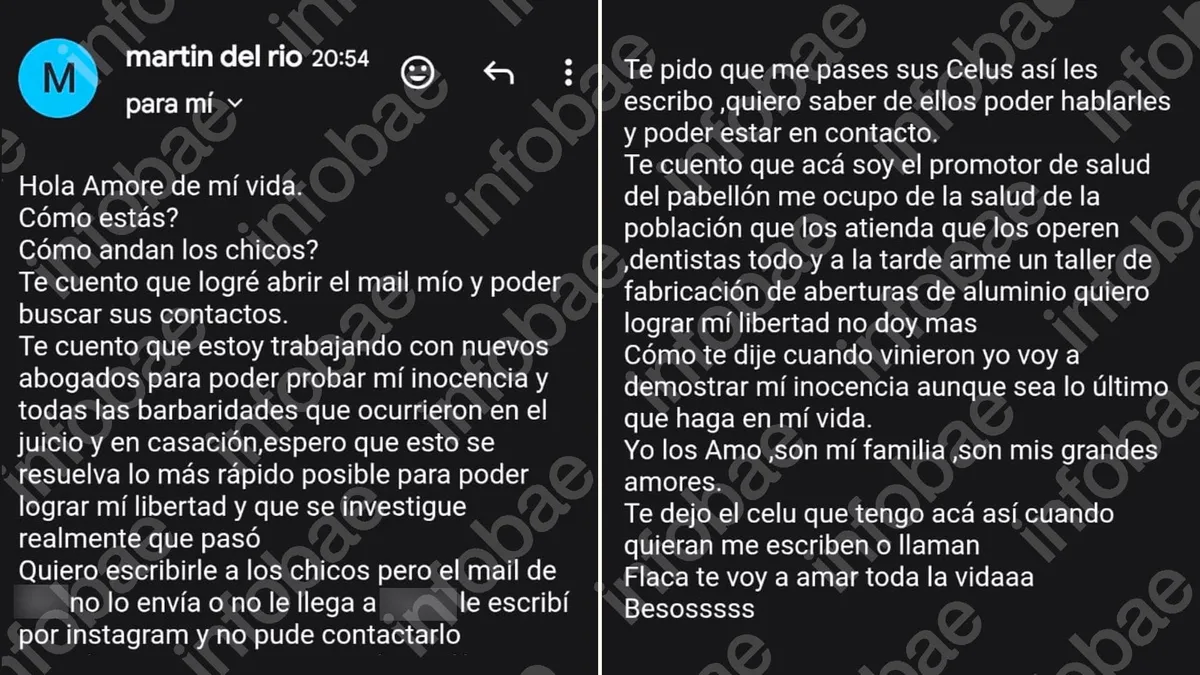 "Te voy a amar toda la vida": el doble parricida de Vicente López le escribió a su ex desde la cárcel, insistió en su inocencia y lo sancionaron