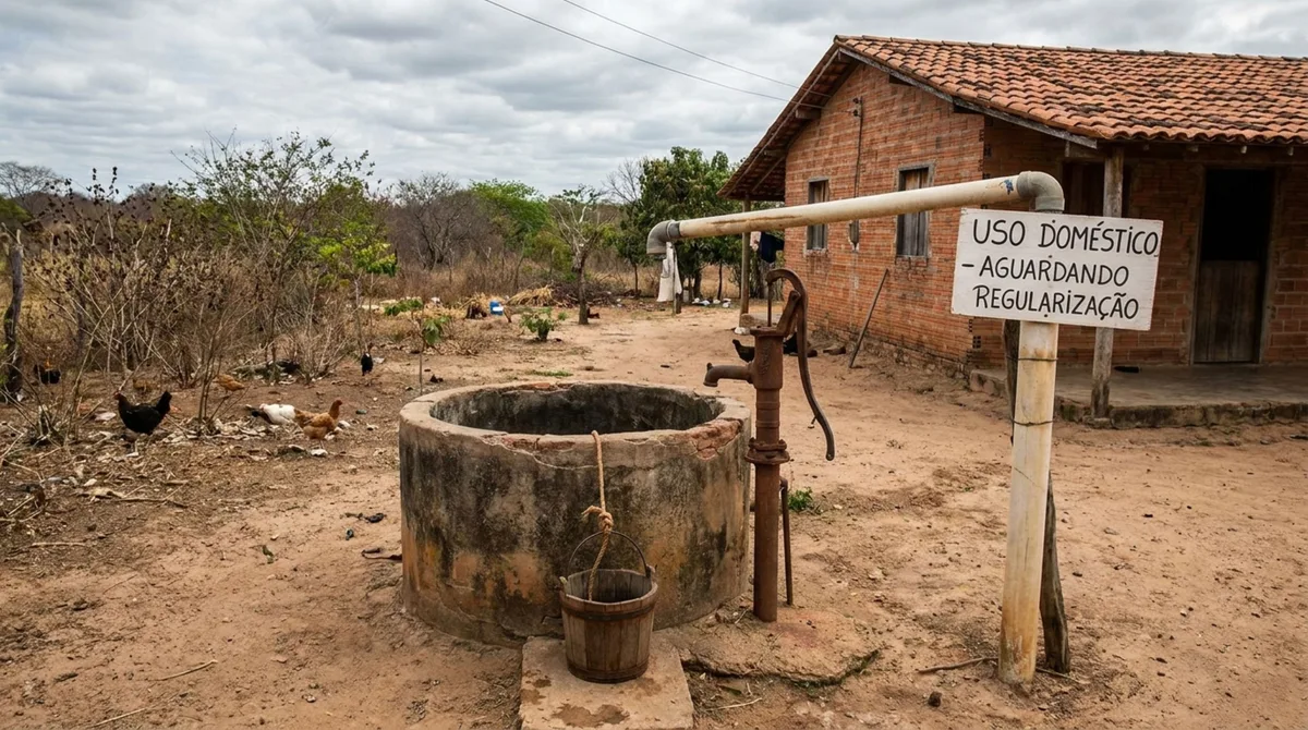 Família utilizava poço cacimba no sítio há décadas para abastecer a casa, regularização revela que até a captação pequena pode precisar de cadastro