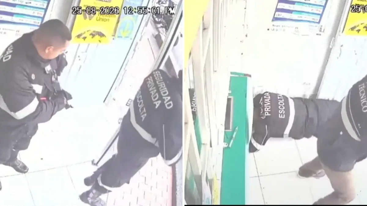 Cámara de seguridad registró el asalto armado a escoltas de un camión de valores en Bogotá: los ladrones les quitaron sus armas de dotación