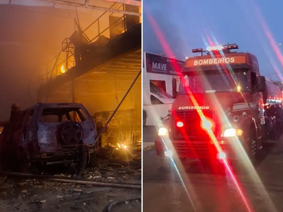 Incêndio em oficina destrói 23 carros, e prejuízo pode chegar a R$ 1,5 milhão no interior de SP