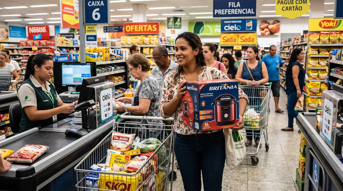 Cliente encontra panela elétrica com etiqueta de R$ 150 na prateleira, sistema do caixa cobra R$ 250 e o gerente se recusa a vender pelo menor valor