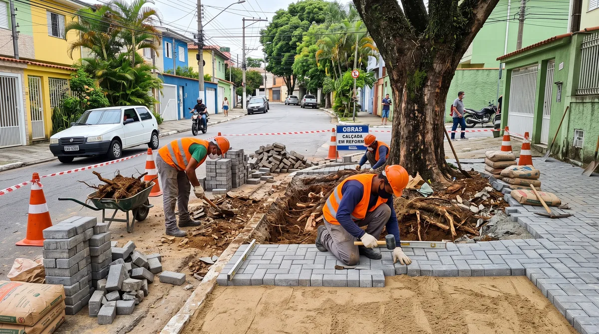 Quanto custa refazer 15 m² de calçada quebrada pela raiz de árvore e evitar multas da prefeitura em 2026?