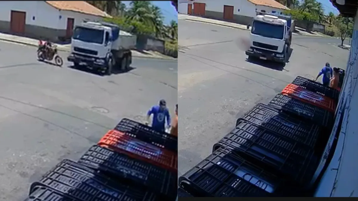 Vídeo: Criança de 10 anos morre e mãe fica ferida após colisão entre moto e caminhão no Piauí