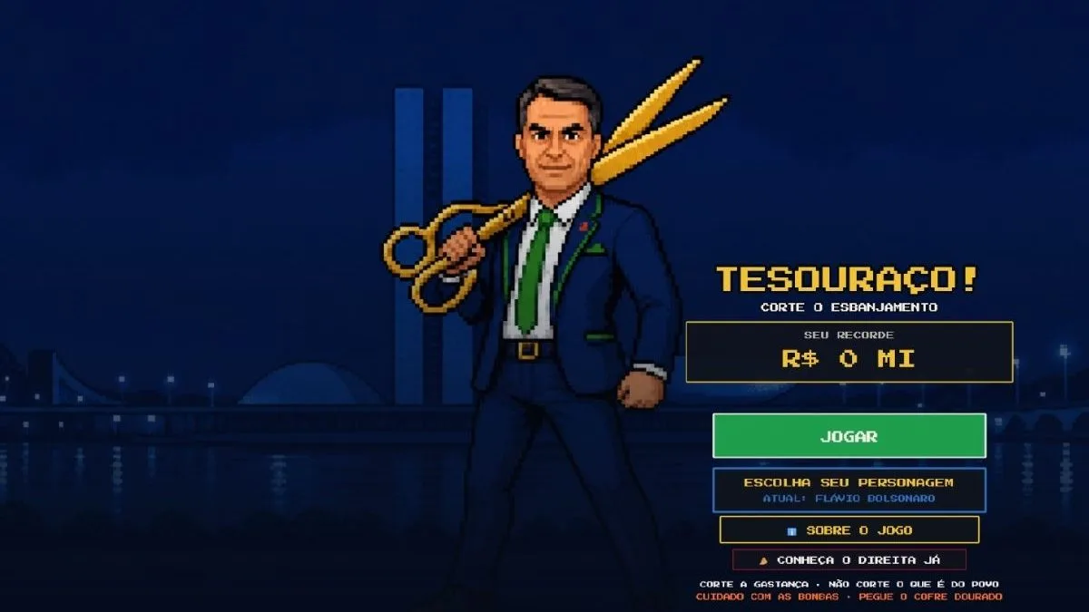 Flávio Bolsonaro lança ‘Tesouraço’, jogo em que usuário corta gastos do governo Lula com viagens, cartão corporativo e publicidade