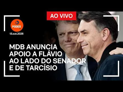 Ao vivo: MDB anuncia apoio a Flávio ao lado do senador e de Tarcísio