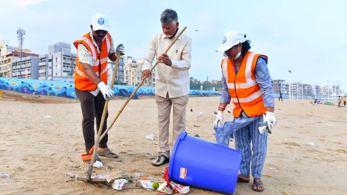 A.P. Chief Minister reviews beach cleaning activities in Visakhapatnam