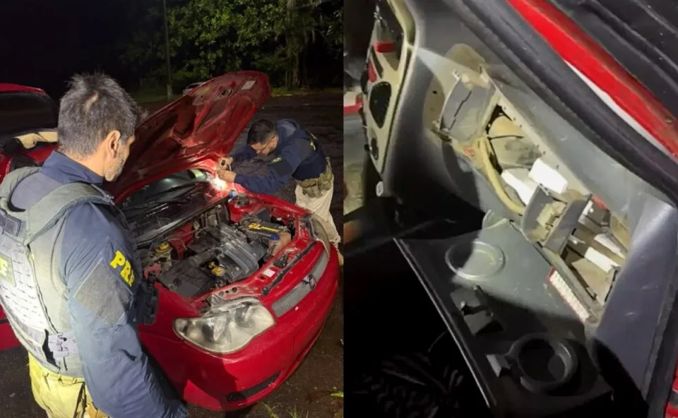 Cheiro de maconha chama atenção e faz polícia encontrar quase 20 quilos da droga em carro na BR-277; veja vídeo